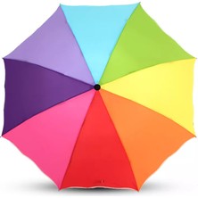 Düz Gökkuşağı Renkli Rüzgara Dayanıklı  Şemsiye