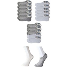 Gri ve Beyaz Erkek Görünmez Çorap 15 Çift