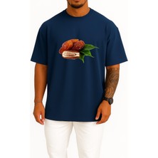 Oversize Hurma Ağacı, Hurma Ağacı, Doğal Gıdalar Göğüs Tasarımlı Unisex T-Shirt