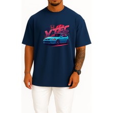 Oversize Honda Civic Vtec Hb Göğüs Tasarımlı Unisex T-Shirt