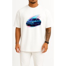 Oversize Honda Civic Fd6 Göğüs Tasarımlı Unisex T-Shirt