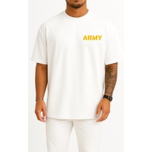 Oversize Army Cep Tasarımlı Unisex T-Shirt
