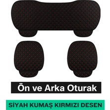 Honda Logo 1996–2001 Uyumlu 3 Parça Kapitone Oturak Araba Koltuk Kumaş Siyah Kırmızı - Kaymaz | Trobus