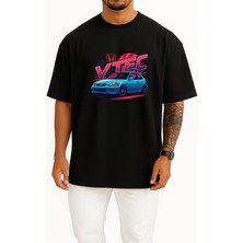 Oversize Honda Civic Vtec Hb Göğüs Tasarımlı Unisex T-Shirt