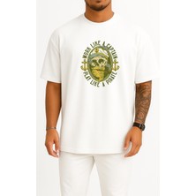 Oversize Work Like A Captain Göğüs Tasarımlı Unisex T-Shirt