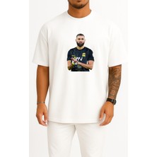 Oversize Karim Benzema Al Ittihad Göğüs Tasarımlı Unisex T-Shirt