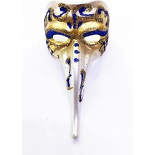 Ceylan Adam  Mavi Renk Işlemeli Seramik Malzemeden Imal Venedik Uzun Maske Magnet