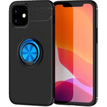 Apple iPhone 12 Mini Kılıf Yüzüklü Standlı Renkli Kırılmaz Esnek Silikon Ravel Silikon Kapak