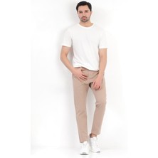 Erkek Vizon Regular Fit Likralı Pamuklu Chino Pantolon Vizon - 4200