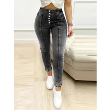 Twomeey Kadın Çok Düğmeli Yüksek Bel Jean Pantolon