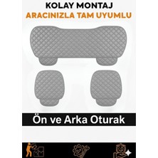 Renault Clio (2005 Öncesi) 1990–2005 Uyumlu 3 Parça Kapitone Oturak Araba Koltuk Suni Deri Gri - Kaymaz | Trobus