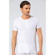 Cacharel Erkek Bisiklet Yaka Düğmeli T-Shirt 1308/BEYAZ