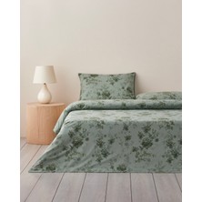 English Home Rosy Glow Pamuk Tek Kişilik Çarşaflı Nevresim Takımı 160x220 cm Yeşil