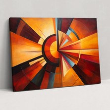Popcas Soyut Güneş Işınları Duvar Sanatı - Dünya Sıcak Renkler Geometrik Şekiller Soyut Güneş Işınları