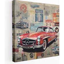 Popcas Mercedes Reklam Koleksiyonu Duvar Sanatı - Kanvas Tablo Klasik Reklamlar Vintage Sanat Eserleri