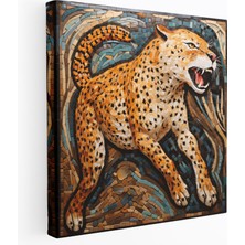 Popcas Cheetah Tablo - Mozaik Desenli Cheetah Duvar Sanatı - Cheetah Kanvas Duvar Dekorasyonu