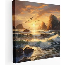 Popcas Deniz Mavisi Sahil Manzara Kanvas Tablo - Ev Dekorasyonu Için Deniz Mavisi Kanvas Duvar Sanatı