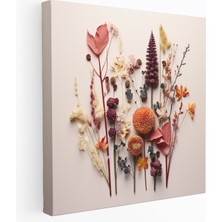 Popcas Geometrik Kurutulmuş Çiçek Kanvas Tablo - Kuru Çiçek Modern Dokunuş Geometrik Desen Çağdaş Grafik Tasarım