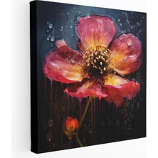 Popcas Yağmur Damlaları Üzerinde Yapraklar Duvar Sanatı - Yağmur Duvar Dekorasyonu Akrilik Boya Karışık Medya Eseri