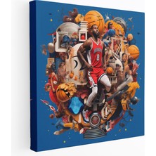 Popcas Nba Duvar Dekorasyonu - Takım Logoları ve Ikonik Basketbol Görüntülerinden Oluşan Koleksiyon Sanatı Kanvas Tablo - Nba Lig Takım Logoları Ikonik Basketbol Görüntüleri