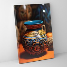 Popcas Inka Medeniyeti Kanvas Tablo - Geleneksel Inka Çömlek Duvar Sanatı - Mayan Kanvas Ev Dekorasyonu Inka Medeniyeti Sanatı
