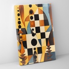 Popcas Satranç Geometrik Kanvas Tablo - Duvar Sanatı Şah Mat Desenler Duvar Dekorasyonu