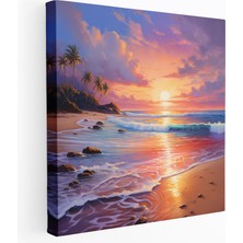 Popcas Gökkuşağı Plaj Günbatımı Kanvas Tablo - Gökkuşağı Plaj Günbatımı Güzellik