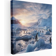 Popcas Penguen Kanvas Tablo - Muhteşem Buzlu Penguenler - Penguen Doğanın Güzelliği Duvar Sanatı Ev Dekorasyonu