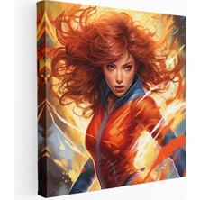 Popcas Çizgi Roman Tarzı Süper Kahraman Kadın Kanvas Tablosu