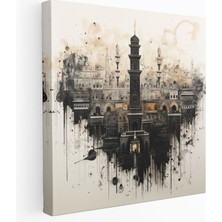 Popcas Kaabe Kanvas Tablo - Arapça Yazı Hat Sanatı Duvar Sanatı