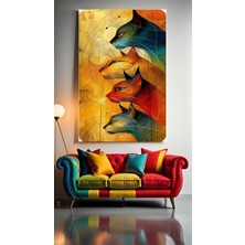 Özkacar Group Soyut Sanatsal Kediler V Ev Duvar Salon Güzellik Salonu Ofis Dükkan Dekarasyon Kanvas Tablo