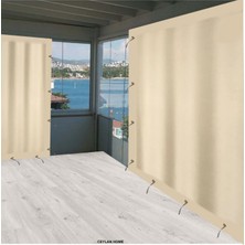 Gencer Home Balkon Perdesi Bağcıklı Ölçü Seçenekli Düz Krem