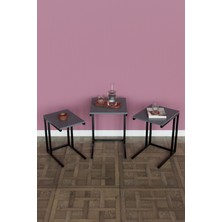 3'lü C Model Zigon Sehpa Siyah Metal