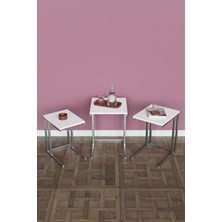 3'lü C Model Zigon Sehpa Gümüş Metal