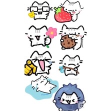 Sevimli Kedi Sticker Seti – Çeşitli Karakterli Çıkartmalar (8’li Paket)