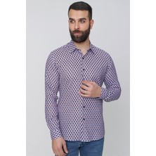 G 1487 Slim Fit Lacivert Spor Gömlek