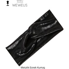 Weweus Metalik Siyah Renk Premium Kadın Saç Bandı