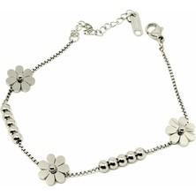 Çelik Papatya Toplu Bileklik Gümüş Renk