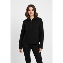 Laci Yarım Fermuarlı Crop Triko Kadın Kazak 7135