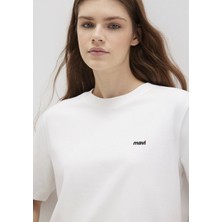 Mavi Mini Mavi Logo Baskılı İnterlok Ekru Basic Tişört 1612122-70057