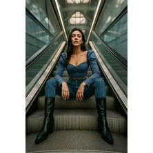 Karpuz Kol Açık Mavi Denim Büstiyer