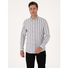 Pierre Cardin Erkek Siyah Regular Fit Çizgili Uzun Kollu Gömlek 50312269-VR046