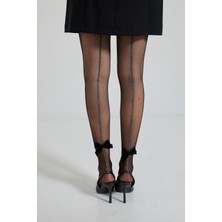 Katia & Bony Kadın 20 DEN Kurdele Aksesuarlı Şeritli İnce Külotlu Çorap