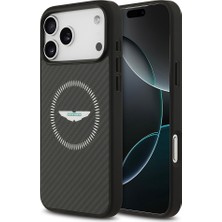 iPhone 17 Pro Max Uyumlu Kılıf Aston Martin Lisanslı M-Safe Şarj Özellikli Karbon Fiber Kevlar Siyah