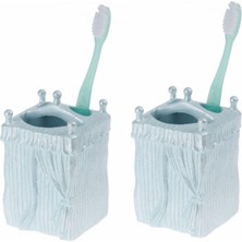2 Adet Diş Fırçalık Deniz Feneri Model Poliresin 7X7X12CM Banyo Seti