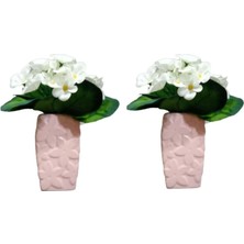 2 Adet Vazo Dahil,vazoda Çiçek,beyaz Yapay Çiçek,vazo Dekoratif Çiçekli Pembe 7X7X17CM