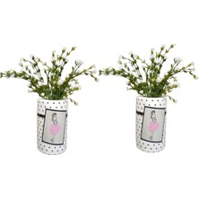 2 Adet Vazo Dahil,vazoda Çiçek,beyaz Yapay Çiçek,vazo Dekoratif Pembe Elbiseli Kadın 7X7X16CM