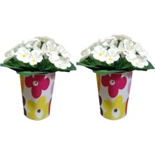 2 Adet Vazo Dahil,vazoda Çiçek,beyaz Yapay Çiçek,vazo Dekoratif Kırmızı Papatya  7X7X16CM