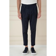 Efor Erkek Comfort Fit Beli Tokalı Çift Pileli Lacivert Jogger Pantolon P 1172