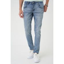 Efor Erkek Slim Fit Beş Cepli Likralı Yıkamalı Açık Mavi Jean Kot Pantolon Denim 129